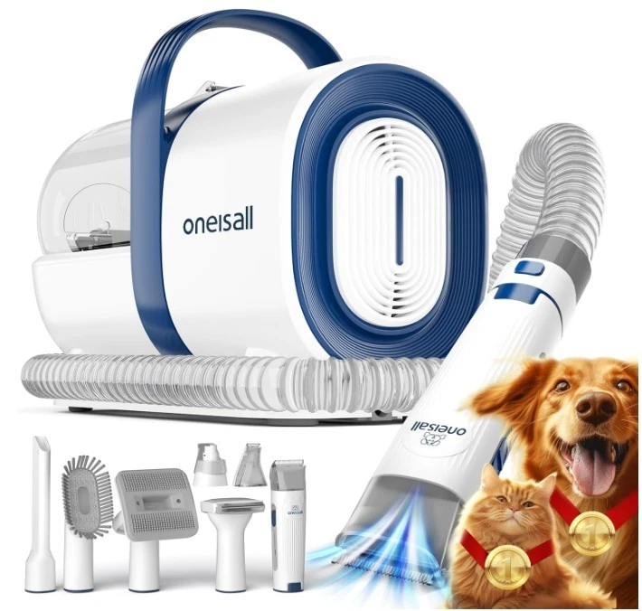 oneisall Dog Grooming Vacuum Kit 7 Tools Pet Hair Remover