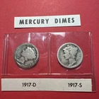 1917 S & D 10C Mercury Dimes Set 90% Silver
