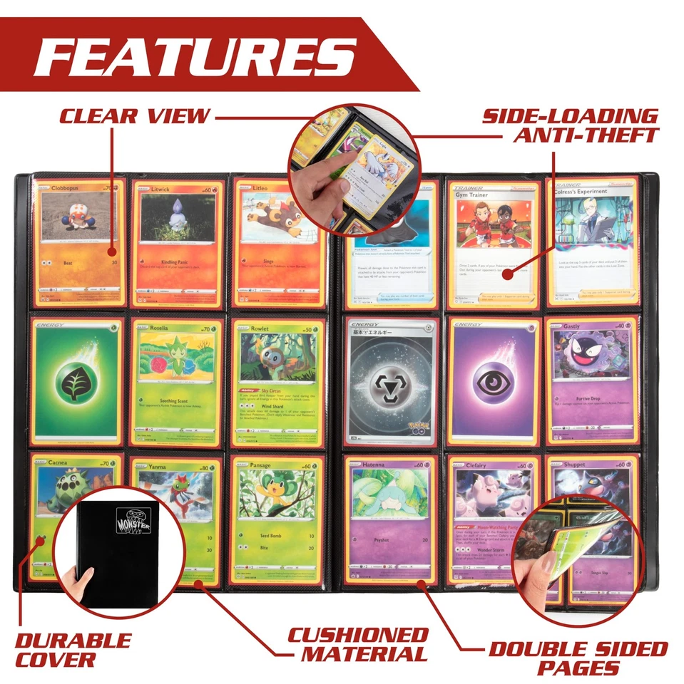 Fichário de cartas colecionáveis Monster 9 Pocket - Álbum branco fosco, anti-roubo e anti-D... - Imagem 3 de 4