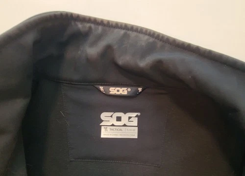 SOG Black Softshell Jacket Men's XL Zip Stand-Up Collar Lined Logo Casual image 4