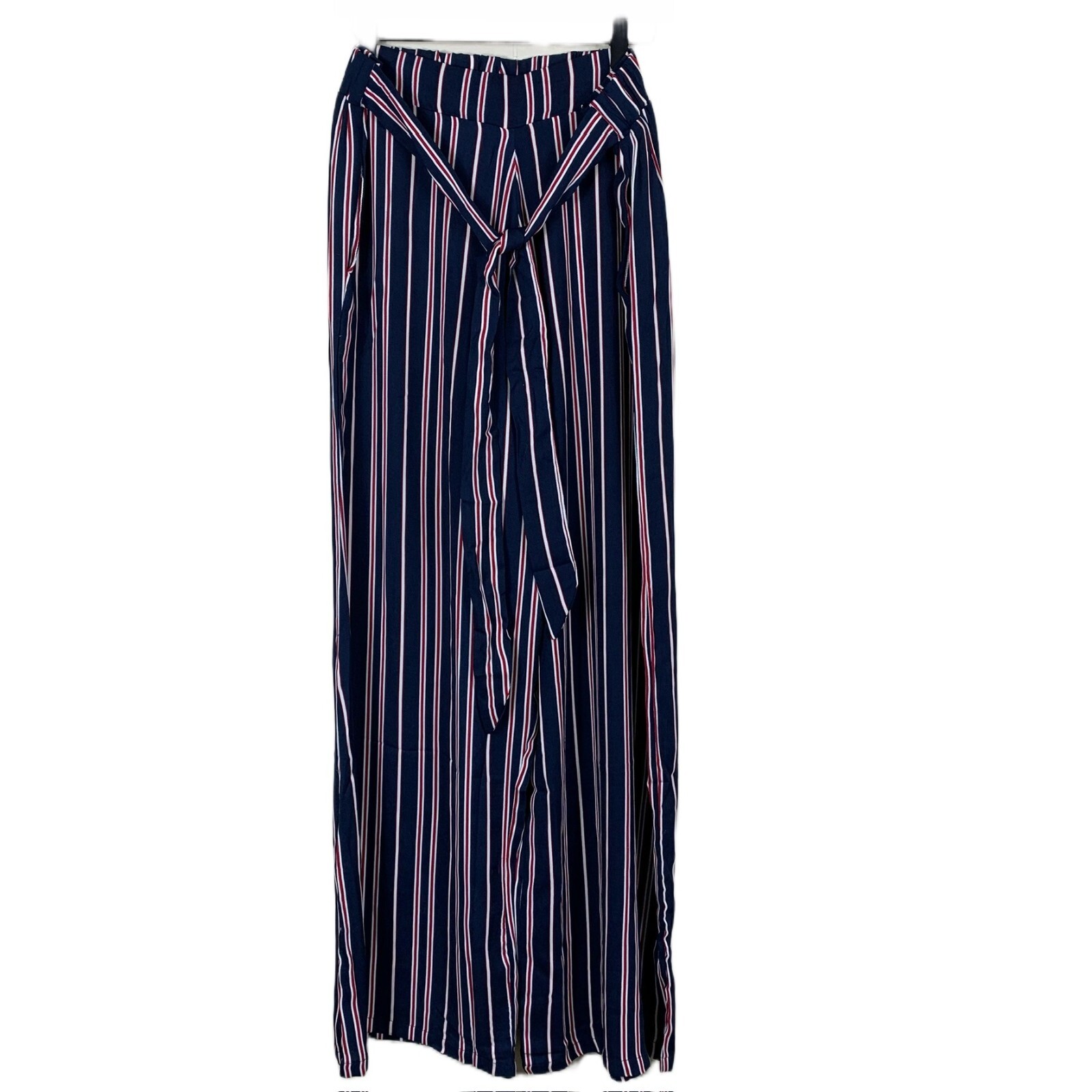 NEW Weekend Suzanne Betro Blue Stripe Casual Tie Waist Palazzo Pants Size 1X