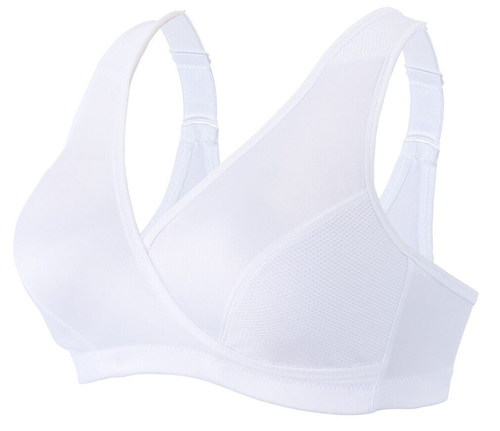 WHITE Glamorise 50B 50C (Low-Impact) 2-N-1 SPORT Bra PLUS-SIZE Wide-Straps NEW