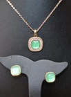 New Avon Fancy Flora Necklace and Earring Gift Set 16" + Extension Goldtone
