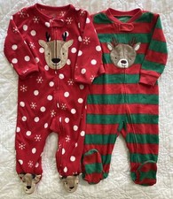 Lot of 2 - Infant Sleep  Play Fleece Footed Pajama Outfit, 9 Months