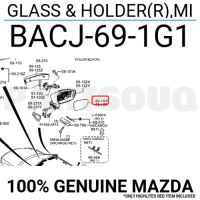 BACJ691G1 Genuine Mazda GLASS & HOLDER(R),MI BACJ-69-1G1 | eBay