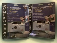 SEALED TWO Vintage Vivitar PS52P 35mm point and shoot cameras - Date Back NEW