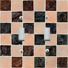 Light Switch Plate Cover HOME DECOR BLACK BEIGE CHECKER BOARD PATTERN