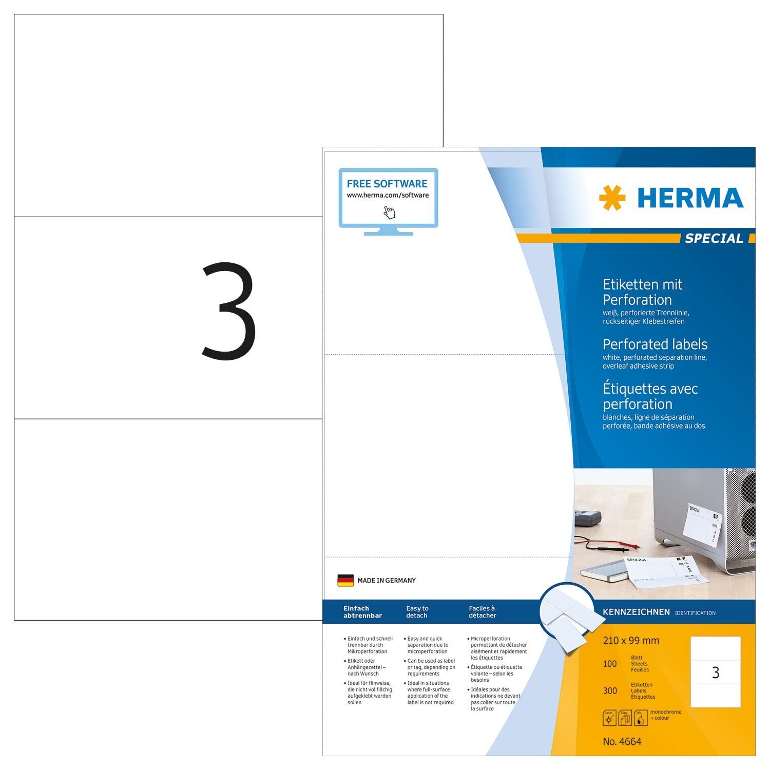 HERMA `Etiketten,perforiert,210x99mm,` ACC NUOVO