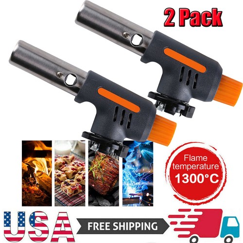 2x Butane Gas Torch Iron Welding Soldering Fire Maker Lighter Gun Burner Kitchen