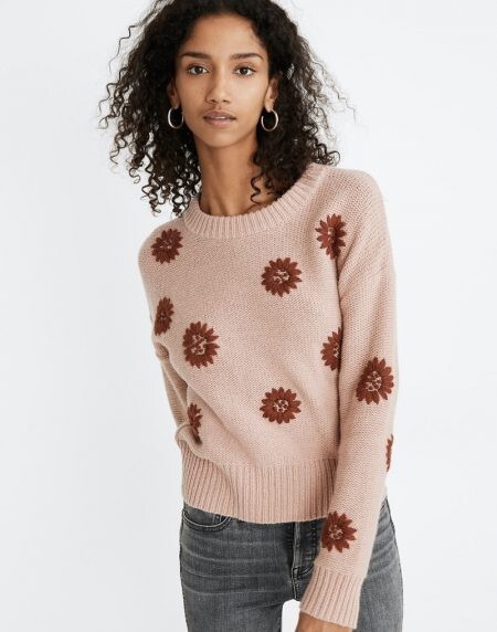 MWL Embroidered Shrunken Sweatshirt In Spring Floral New Releases