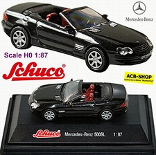 Mercedes-Benz SL 500 Cabriolet 2001-06 R230 Black Metallic 1:87 Schuco 21614