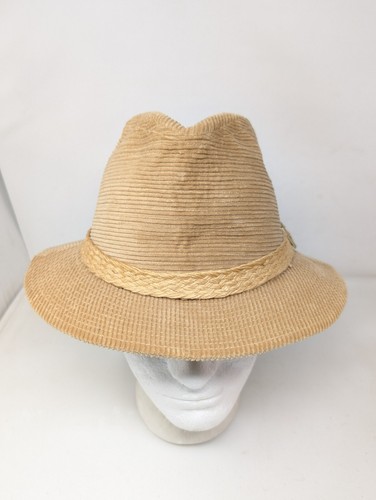 Vintage Vendome Tan Corduroy Fedora Hat Men's Size Large New York Made in USA - Picture 4 of 8