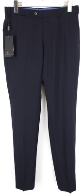 MASSIMO DUTTI Hose Herren US 30 Wolle Plissiert Nadelstreifen Zip Fly Blau