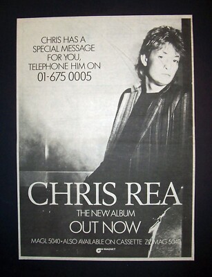 Chris Rea Self-Titled 3rd Album, Loving You 1982 Poster Type Ad, Promo Advert