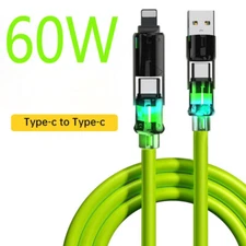 60W 4-in-1 USB-C Cable Fast Charging Data Sync Cable 6.6ft For iPhone 16 15 14