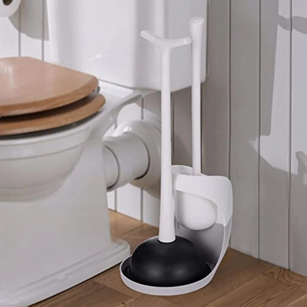 Toilet Plunger and Bowl Brush with Holder Combo Set for Bathroom