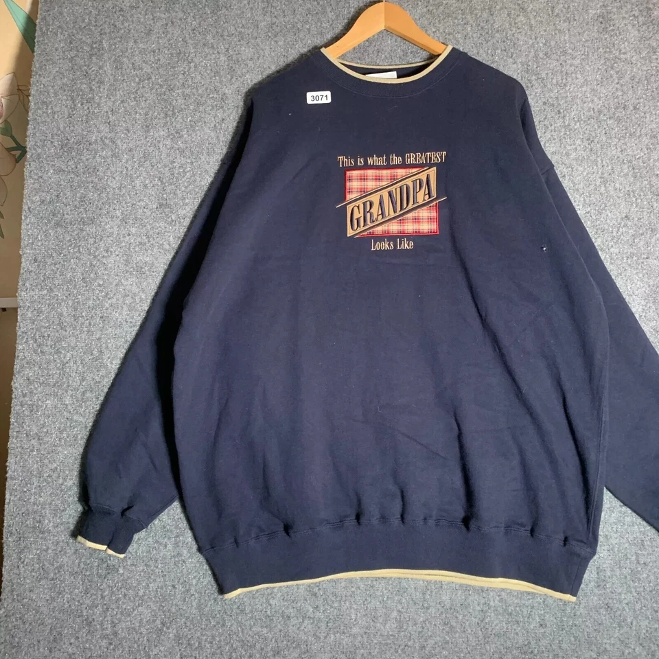 Pullover vintage Greatest Grandpa adulto talla 2XL azul manga larga para hombre años 90 Foto 2 de 4