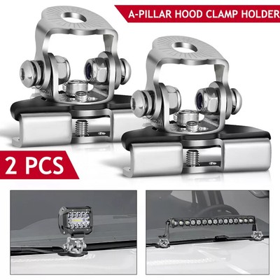 2pcs Pillar Hood Mount Bracket Clamp Led Work Light Bar Holder Offroad Universal