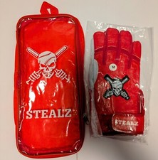 Adult Batting Gloves Medium Red/White short cuff cabretta leather Comfort.