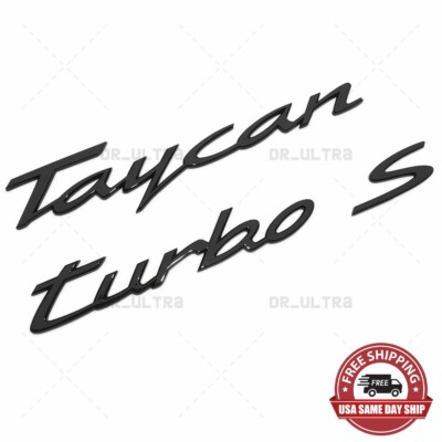Gloss Black Taycan Turbo S Letters Rear Badge Liftgate Emblem Deck Lid