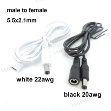 1m white black DC Male to female Plug Power extend connector supply Cable 5.5mm