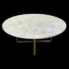 White Agate Bed Side Table for Bedroom Round Coffee Table Top with Elegant Look