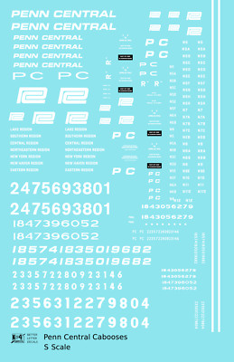 K4 S Scale Decals Penn Central PC Caboose White