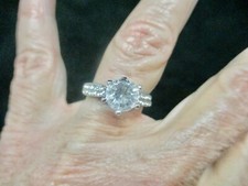 Vintage-Sterling Silver CZ Engagement Ring SZ 8