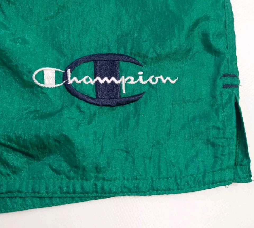 Vtg Champion Nylon Silky Shiny Soccer Shorts Men's Size Large 32x4 Green  - Image 2 of 4