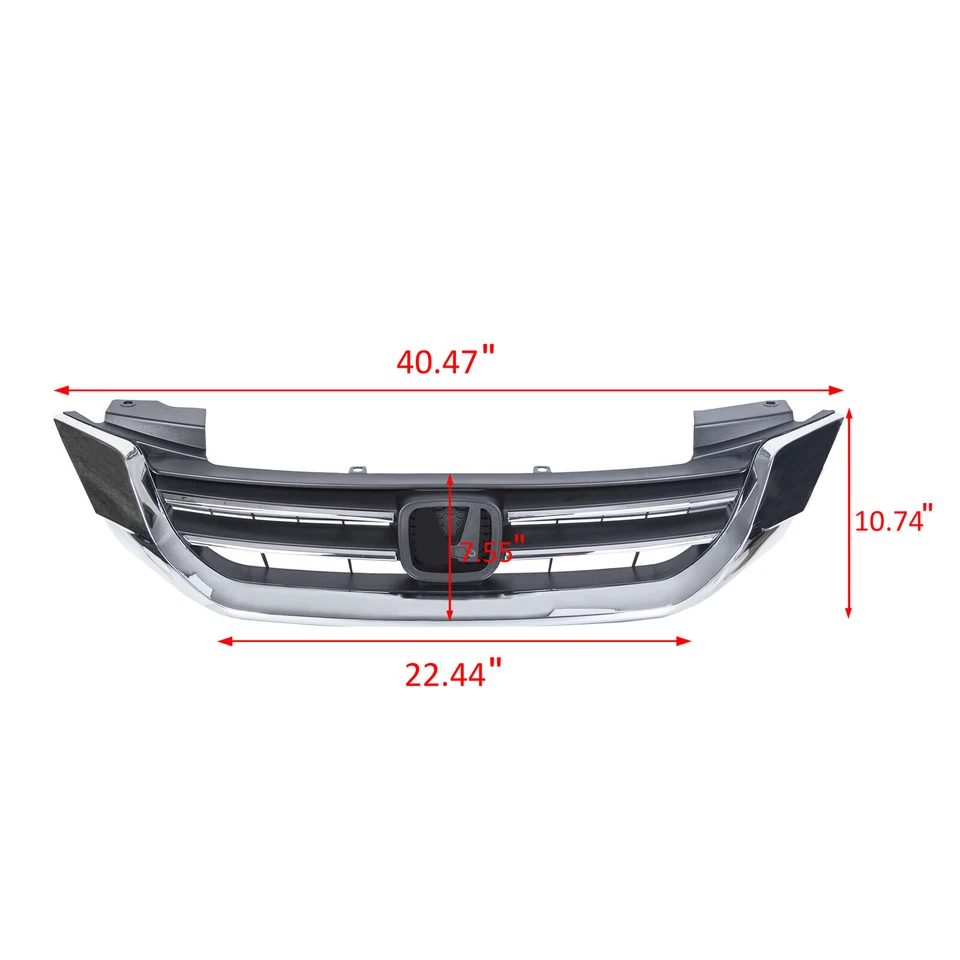 For Honda Accord 2013-2015 Chrome Front Upper Bumper Radiator Grille #HO1200214 - Image 2 of 4