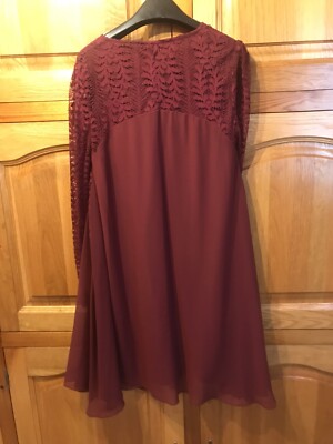 blue vanilla burgundy dress Blue Vanilla Burgundy Geometric Metallic Wrap Maxi Dress - S