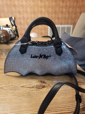 Betsey Johnson Silver Glitter Sparkle Halloween Vampire Bat Bag