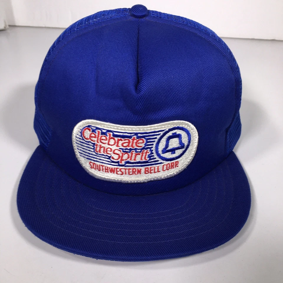 NoS New Vtg 80’s SOUTHWESTERN BELL Blue Mesh TRUCKER Hat Snapback Baseball Cap - Image 3 of 4