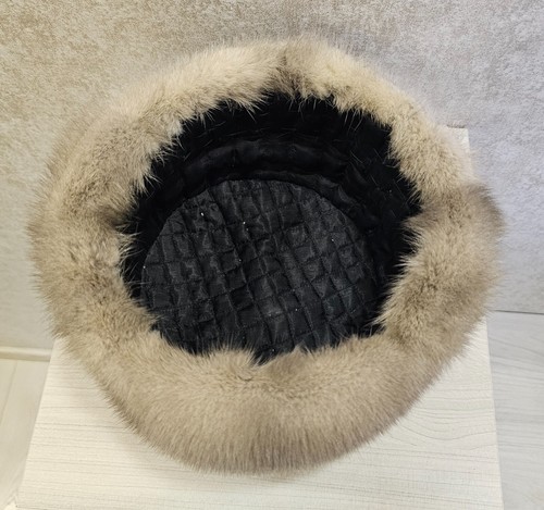 Vintage Soviet Mink Hat Ushanka Warm Winter Gray Hat USSR size 56 #32 - Picture 19 of 24