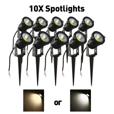 10X 12V COB Spotlights 5W Lawn Decor IP65 Waterproof  Spot Lights with Spikes