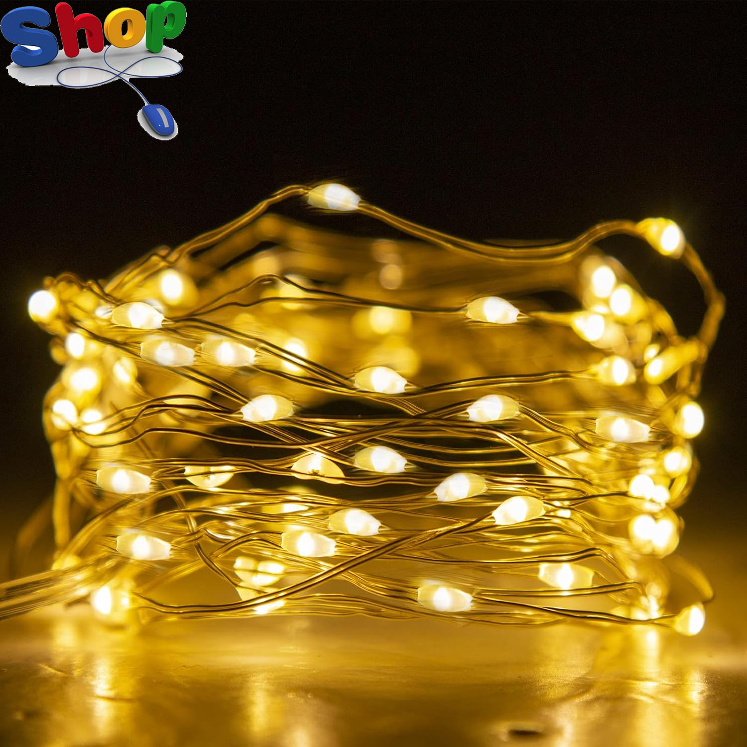 LED Fairy Lights Battery Operated with 8 Modes 50 Leds String Lights Silver Wire