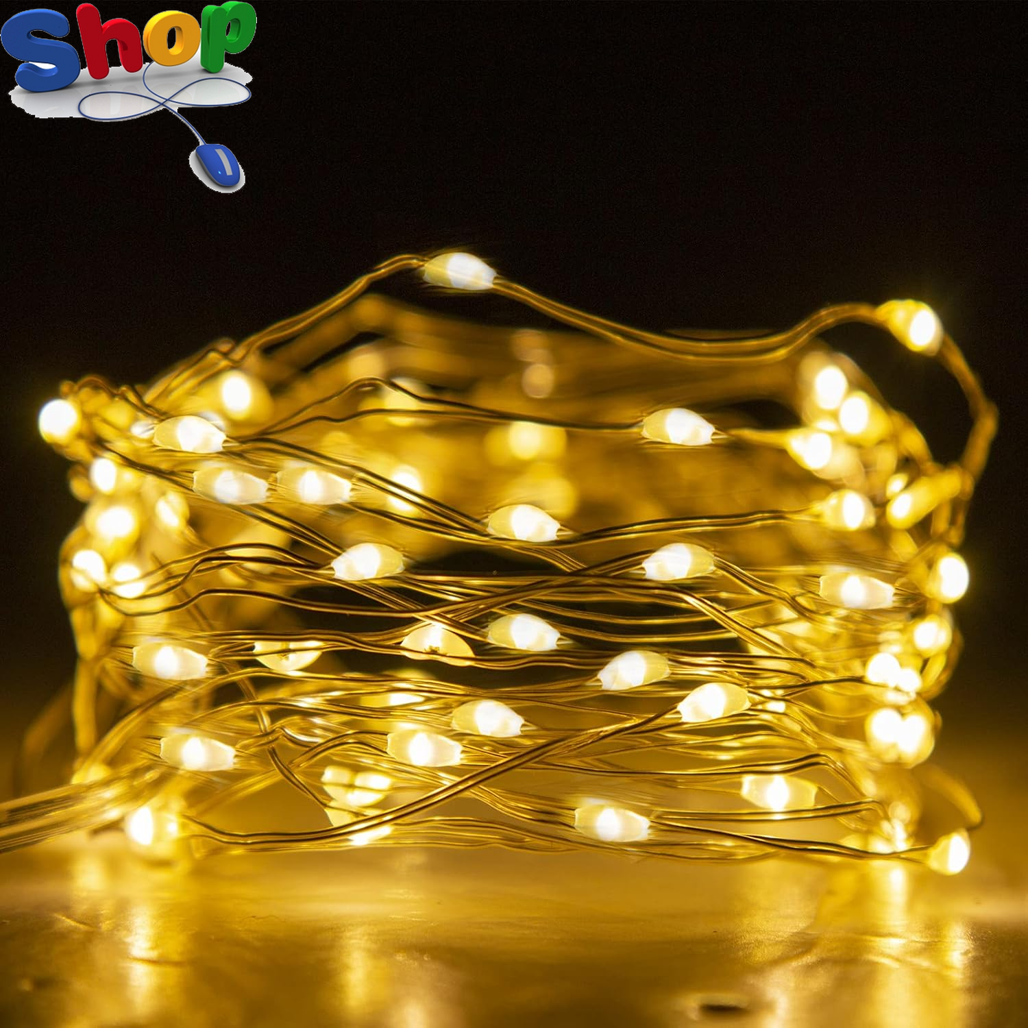 LED Fairy Lights Battery Operated with 8 Modes 50 Leds String Lights Silver Wire