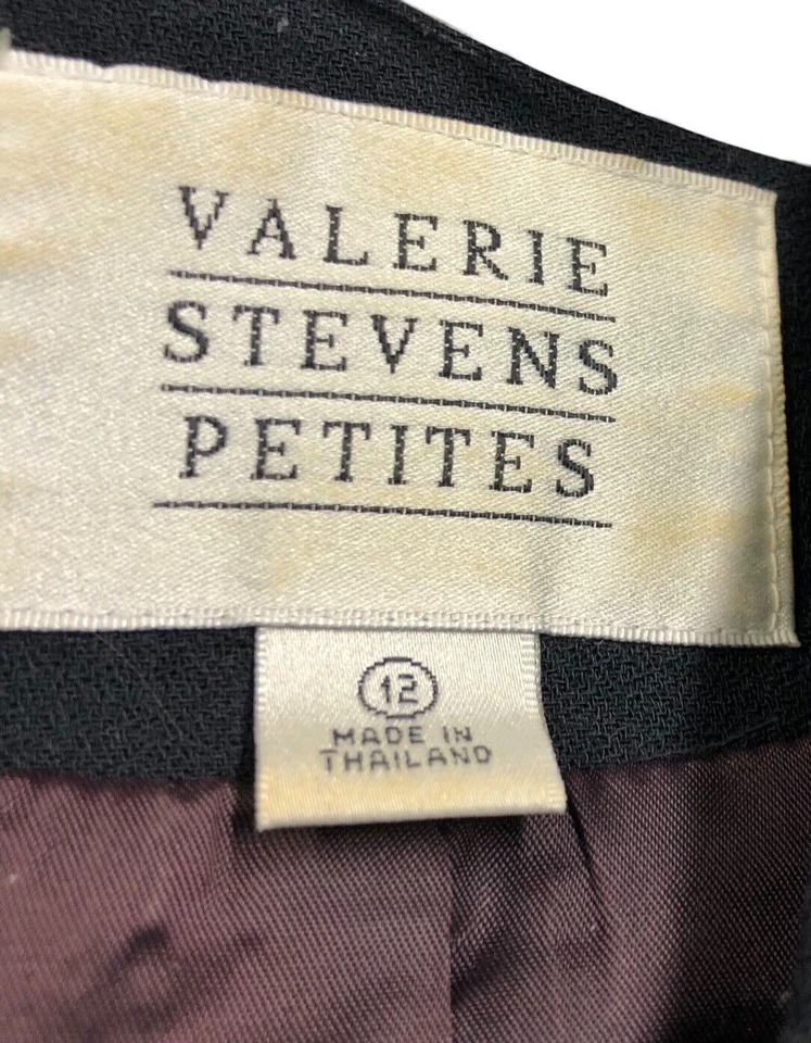 Traje Falda Para Mujer Valerie Stevens Petite Negro 2 piezas Talla 12P Rayón Poliéster De Colección Foto 3 de 4