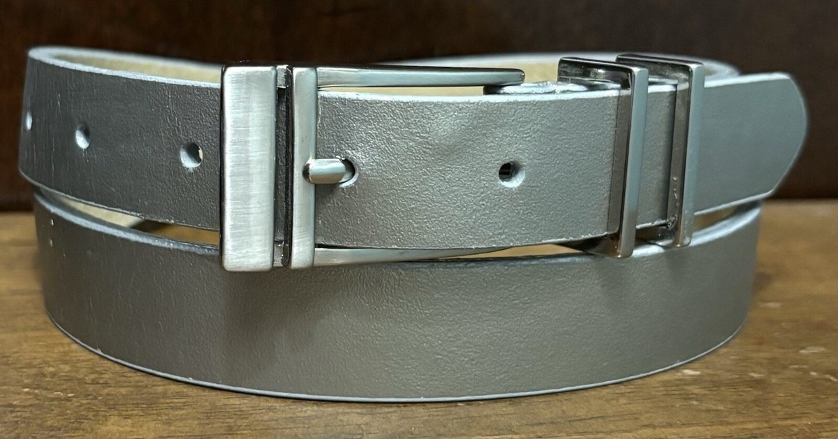 Leather belt with silvertone hardware HUGO - Grained-leather belt with silver-tone hardware - Black main image 2