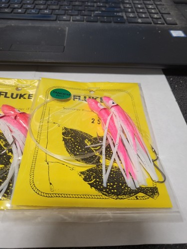 3 calamari tandem NJ legati a mano ROSA/BIANCO con 3 vie + Snap Fluke/Summer Flounder Rigs - Foto 2 di 3