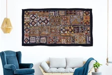 Vintage Embroidered Ethnic Wall Décor Tapestry Fine Zari Hand work Wall Hanging