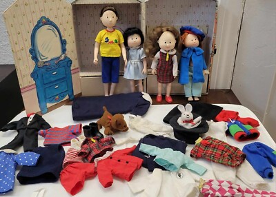 Vintage 1999 Madeline Doll Trunk Set by Eden 4 Dolls + Outfits