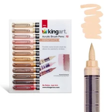 Acrylic Paint Markers Brush Tip, 12 Portrait Colors. Water-based, no-bleed, w...
