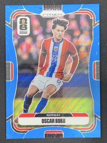 Oscar Bobb 2026 Panini Prizm FIFA World Cup Fluorescent Blue Wave Base /225 #329