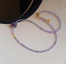 Pretty 3mm Faceted Purple Zircon Amethyst Gemstone Beads Necklace 16-36in Gift