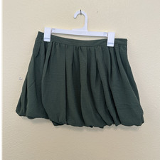C1 Wild Fable Green Bubble Hem Pleated Lined Short Skirt Women's Size S