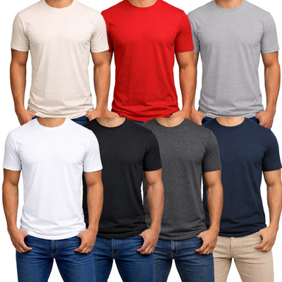 Men s Crew Neck Casual T-Shirts | Cotton Blend Tees S-3XL | Free Shipping