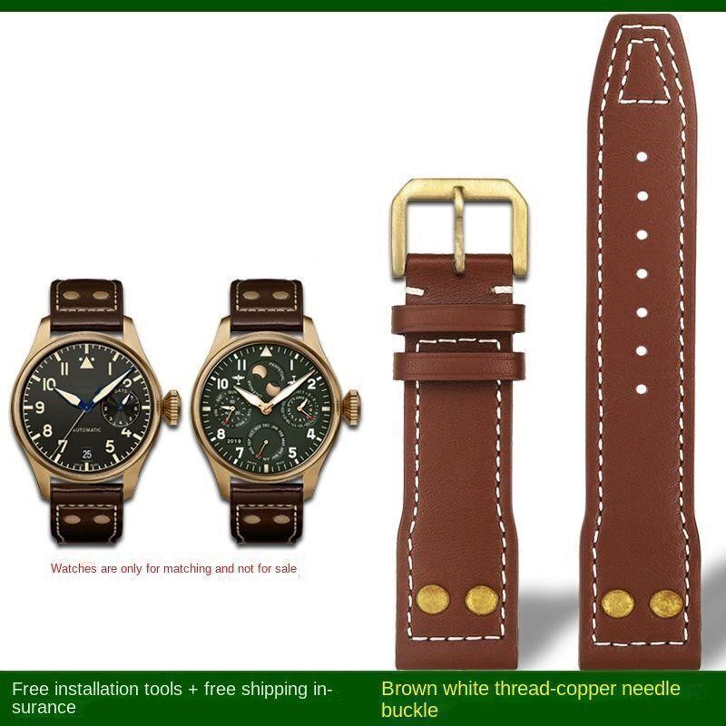 Genuine Leather Fit For IWC Pilot Spitfire Fighter Series IW501005 Watchbands