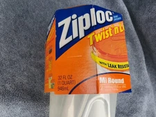 Ziploc Twist 'n Loc Medium Round 1 Qt 32 oz Containers & Lids 2-pack Leak Resist