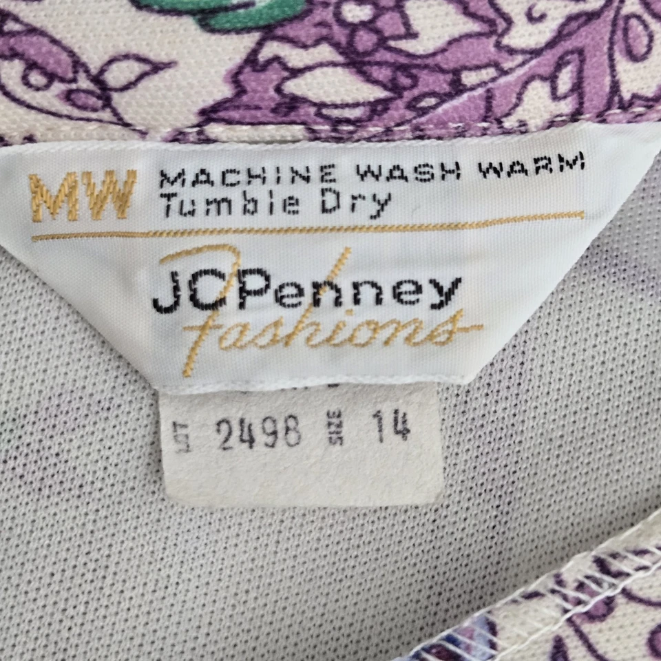 Blusa Floral Vintage Años 70 JC Penney Cuello Peter Pan Talla 14 (Talla Mediana) Femenina  Foto 3 de 4